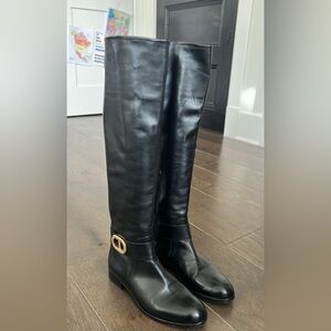 ANGELO BERVICATO Black Leather Knee-High Boots
